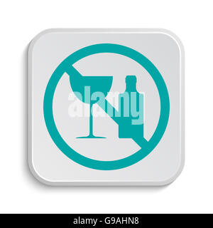 Kein Alkohol-Symbol. Internet-Button auf weißem Hintergrund. Stockfoto