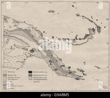 Papua-Neuguinea: Geologie. WW2 KÖNIGLICHE MARINE INTELLIGENCE KARTE, 1944 Stockfoto