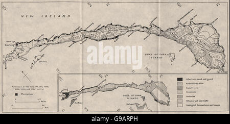 Papua-Neuguinea: neue Ireland.Landforms-Plantagen. WW2 RN INTELLIGENZ KARTE 1944 Stockfoto