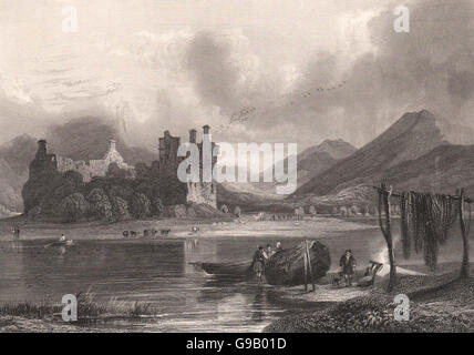 Kilchurn Castle, Loch Awe. Argyllshire. Schottland. MCCULLOCH, alte print 1838 Stockfoto