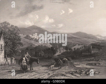 Castle Campbell, aus dem Tal des Dollar. Perthshire. Schottland. ALLOM, 1838 Stockfoto