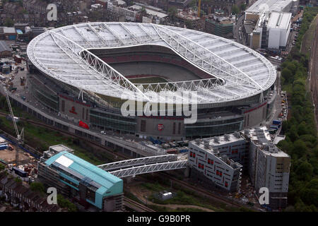 Luftaufnahmen von London. Eine Luftaufnahme des Emirates Stadium, der neuen Heimat von Arsenal Stockfoto