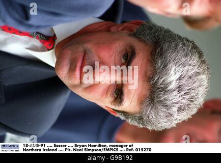 18-AUG-91 .... Fußball Bryan Hamilton, Manager von Nordirland Stockfoto