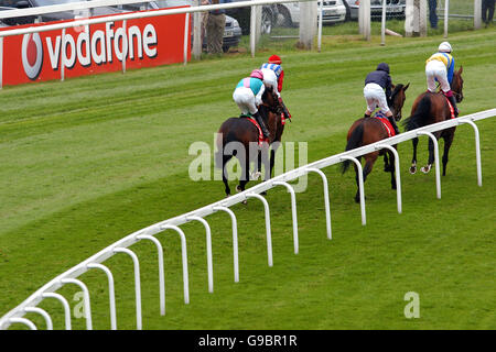 Pferderennen - Vodafone Ladies Day - Epsom Downs Racecourse. Ein allgemeiner Blick auf die Aktion am Ladies Day Stockfoto