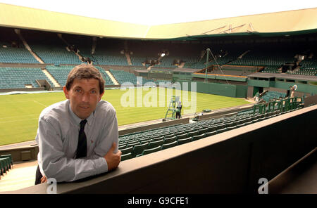 Andrew Jarrett, 48, aus Derbyshire, wer neue Schiedsrichter für den All England Lawn Tennis Championships in Wimbledon nächste Woche auf dem Centre Court abgebildet beginnen werden. Stockfoto