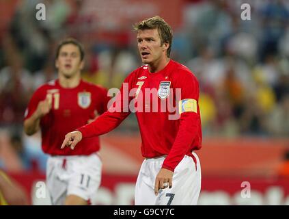 Fußball - FIFA Fußball-Weltmeisterschaft 2006 Deutschland - Gruppe B - Schweden gegen England - RheinEnergieStadion. David Beckham, England Stockfoto