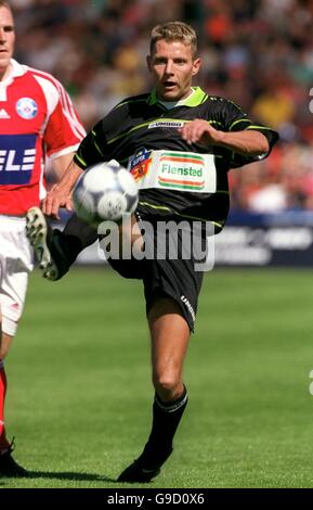 Dänischer Fußball - Faxe Kondi Ligaen - Silkeborg / Viborg. Morten Poulsen, Viborg Stockfoto