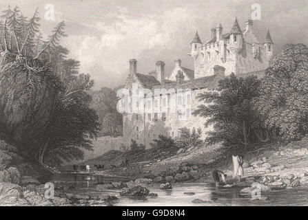 Cawdor Castle. Nairnshire. Schottland. ALLOM, antiken print 1838 Stockfoto