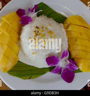 ein Thai-Wüste Reis mit Mango in einem Restaurant am Hut Railay Leh Strand von Railay in der Nähe von Ao Nang außerhalb der Stadt Krabi auf Stockfoto