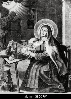 Teresa von Avila (1515-1582). Reformator des Karmeliter-Ordens. Gravur. Stockfoto