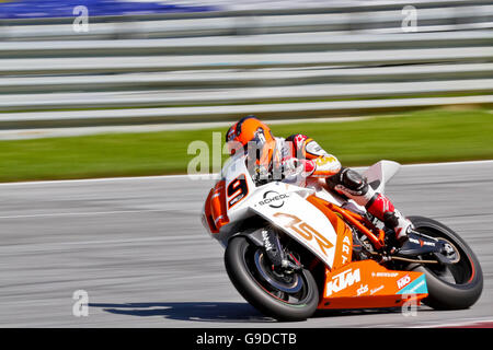 Motorrad-Rennfahrer Stefan Nebel, Deutschland, konkurriert in der IDM Superbike-Cup am 20. August 2011 in Zeltweg, Austria, Europe Stockfoto