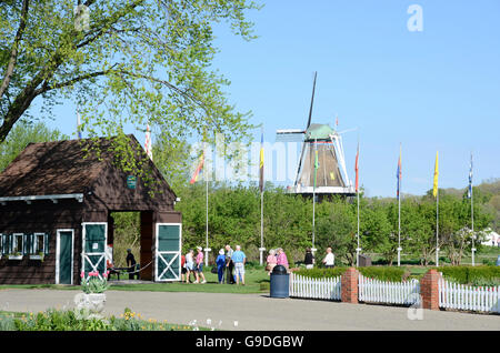 Windmill Island in Holland, Michigan während das Tulpenfest Zeit Stockfoto