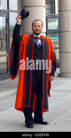 Mohammed Muammar Al Gaddafi, 34 Jahre alt, ältester Sohn des libyschen Präsidenten Oberst Gaddafi, der an der Universität Liverpool einen Doktortitel in Engineering and Management erworben hat. Stockfoto