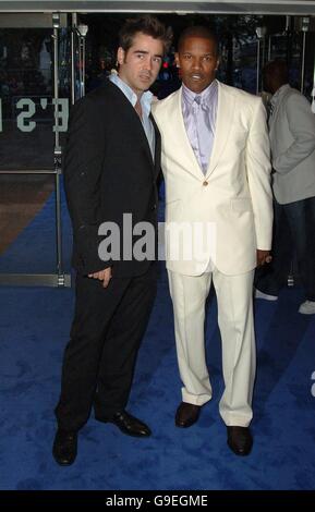 Colin Farrell (links) und Jamie Foxx kommen zur Europa-Premiere von Miami Vice am Odeon Leicester Square im Zentrum von London an. Stockfoto
