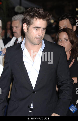 Colin Farrell kommt zur Europa-Premiere von Miami Vice am Odeon Leicester Square im Zentrum von London an. Stockfoto