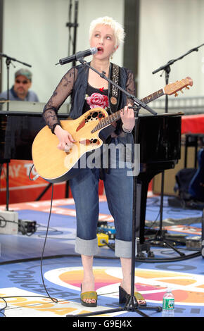 Sänger Cyndi Lauper tritt auf der Today Show Toyota Concert Series von NBC auf, die auf dem Rockefeller Plaza in New York stattfindet. Datum: Freitag, 4. August 200. Bild von Gregorio Binuya/ABACA/EMPICS Entertainment Stockfoto