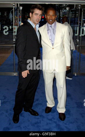 Colin Farrell und Jamie Foxx kommen zur Europa-Premiere von Miami Vice am Odeon Leicester Square im Zentrum von London. Bilddatum: Donnerstag, 27. Juli 2006. Siehe PA Geschichte SHOWBIZ Vice. Bildnachweis sollte lauten: Ian West/PA Stockfoto