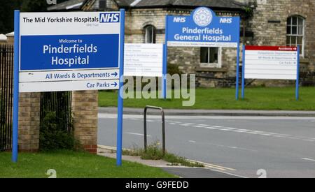 Pinderfields Hospital in Wakefield, wo man glaubt, dass Soham Killer Ian Huntley behandelt wird. Stockfoto