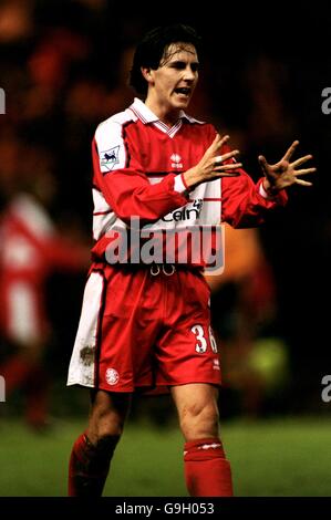 Fußball - FA Carling Premiership - Middlesbrough / Liverpool. Mark Hudson, Middlesbrough Stockfoto