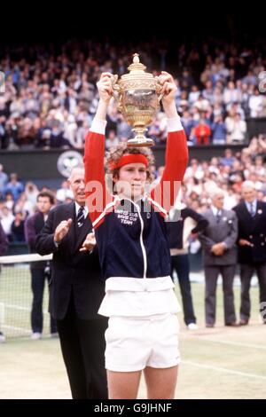 Tennis - Wimbledon 1981 - Herren Einzel Finale - John McEnroe V Bjorn Borg Stockfoto