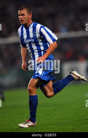 Fußball - UEFA Cup - Gruppe D - Odense gegen Parma - Fionia Park. Esben Hansen, Odense Stockfoto