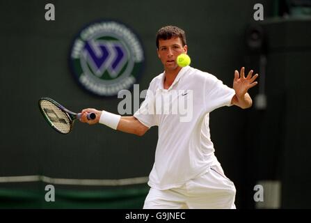 Tennis - Wimbledon Championships - Herreneinzel - Dritte Runde - Paul Goldstein gegen Jan-Michael Gambill. Paul Goldstein in Aktion Stockfoto