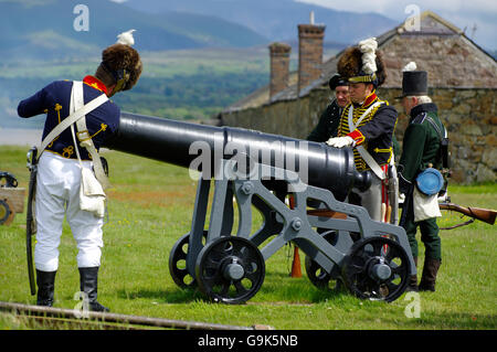 Kanone feuern auf Fort Belan Stockfoto