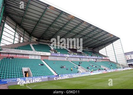 Fußball - Bank of Scotland Premier Division - Hibernian / Heart of Midlothian - Easter Road Stadium. Easter Road Stadium, Heimstadion von Hibernian Stockfoto