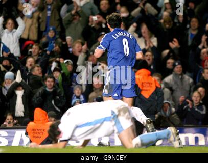 Fußball - Carling Cup - Halbfinale - Chelsea gegen Wycombe Wanderers - Stamford Bridge. Chelseas Frank Lampard feiert sein zweites Tor. Stockfoto