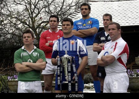 RBS 6 Nations Captains (von links nach rechts) Irlands Brian O'Driscoll, Wales' Stephen Jones, Frankreichs Fabien Pelous, Italiens Marco Bortolami, Schottlands Chris Pherson und Englands Phil Vickery während der Einführung der RBS 6 Nations im Hurlingham Club, London. Stockfoto