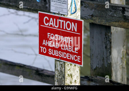 Ein Schild an der Themse in Oxford, wo ein 15-jähriger Junge gestern an den Fluss gefallen sein soll. Stockfoto