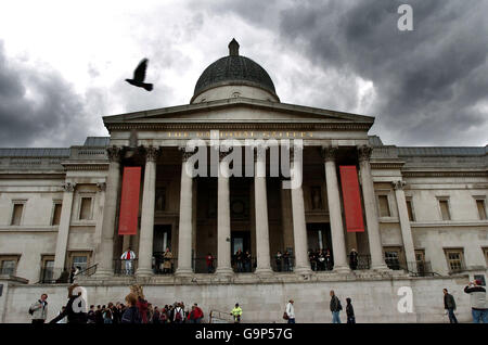 Da Vinci Code London Walk. Die National Gallery, Trafalgar Square. Stockfoto