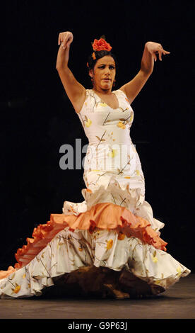 Eva Yerbabuena spielt El Huso de la Memoria während einer Fotowand, um das Flamenco-Festival 2007 im Sadlers Wells Theater im Norden Londons zu starten. Stockfoto