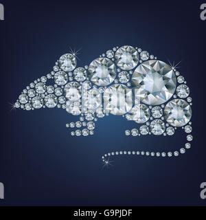 Frohes neues Jahr 2020 kreative Grußkarte mit Ratte machte eine Menge Diamanten Stock Vektor