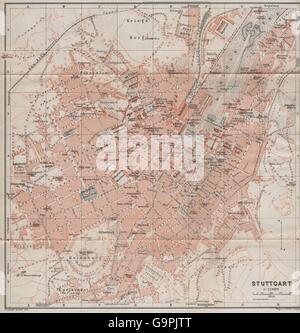 STUTTGART antiken Stadt Stadt attraktivem. Baden-Württemberg Karte, 1910 alte Karte Stockfoto