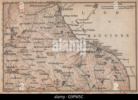 UMGEBUNG VON STRESA. Baveno Gignese. Italien-Mappa. BAEDEKER, 1899 Stockfoto