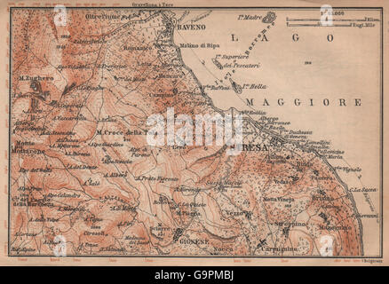 UMGEBUNG VON STRESA. Baveno Gignese. Italien-Mappa. BAEDEKER, 1901 Stockfoto