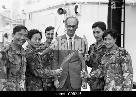 Falkland-Krieg - Gurkhas und John Nott Stockfoto