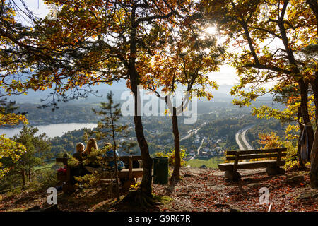 Blick vom Hohes Kreuz auf den Wörthersee, Velden, Berg Karawanken, Velden bin Wörther See, Österreich, Kärnten, Carinthia, Stockfoto