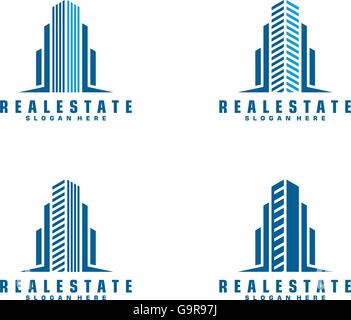 Immobilien Vector Logo, abstrakten Gebäude mit Linie vertreten starke und moderne Immobilien Logo Design Stock Vektor