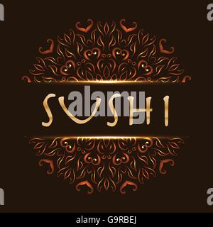 Sushi-Logo-Emblem-mandala Stock Vektor