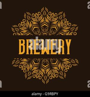 Traditionelle Brauerei-Logo mit mandala Stock Vektor