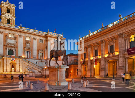 Capitol, Statue von Marc Aurel, Senate House, Kapitol, kapitolinische Platz, Rom, Italien / Campidoglio, Statua Equestre di Marco Aurelio, Piazza del Campidoglio, Emperor Marcus Aurelius Stockfoto