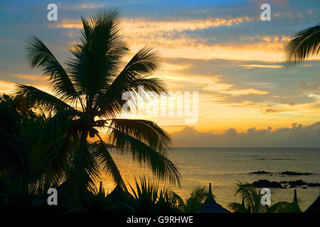 Sonnenuntergang / Mauritius, Afrika, Indischer Ozean Stockfoto