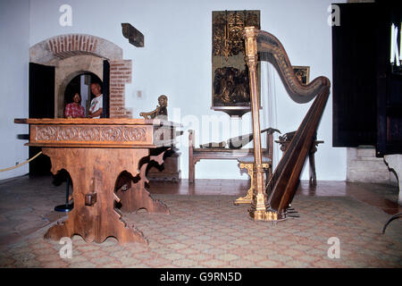 Palast von Kolumbus, Musicroom, Altstadt von Santo Domingo, Dominikanische Republik, Hispaniola Insel Karibik, Amerika / Santo Domingo Stockfoto