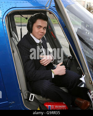 Ray Quinn kommt per Hubschrauber - Liverpool Stockfoto