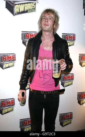 Donny Tourette von den Londoner Towers kommt für die NME Awards 2007 im Hammersmith Palais im Westen Londons an. Stockfoto