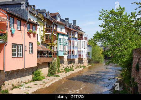 Creek-Mündung des Ellerbach und Blick von der alten Stadt Bad Kreuznach Deutschland Rheinland-Pfalz Stockfoto