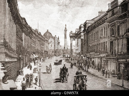 Earl Grey Street oder Grey Street, Grainger Town, Newcastle Upon Tyne, England im 19. Jahrhundert. Stockfoto