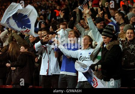 Fußball - UEFA Champions League - Gruppe F - FC Kopenhagen / Celtic - Parken Stadium. FC Copenhagen Fans auf der Tribüne, während des Spiels. Stockfoto